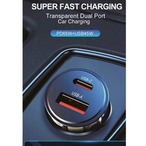 Asli Global 65W Mini Car Charger PD |Transparent Asli Global 65W Mini Car Charger PD |Transparent